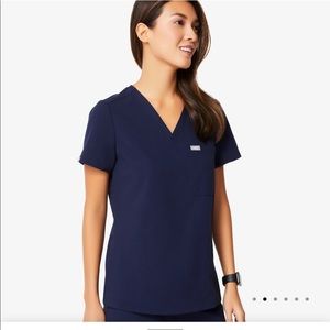 FIGS 1 pocket navy blue scrub top